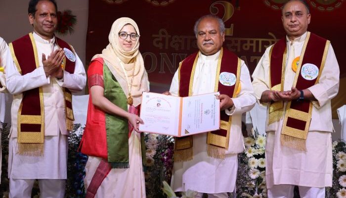 Tomar awards degrees to the graduates of Rani Lakshmi Bai Central Agricultural University