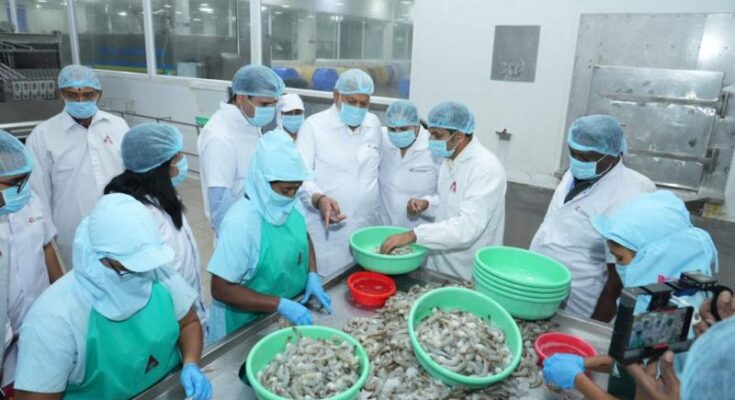 Sagar Parikrama Yatra: Parshottam Rupala visits shrimp food processing unit at Godavari Mega Aqua Food Park